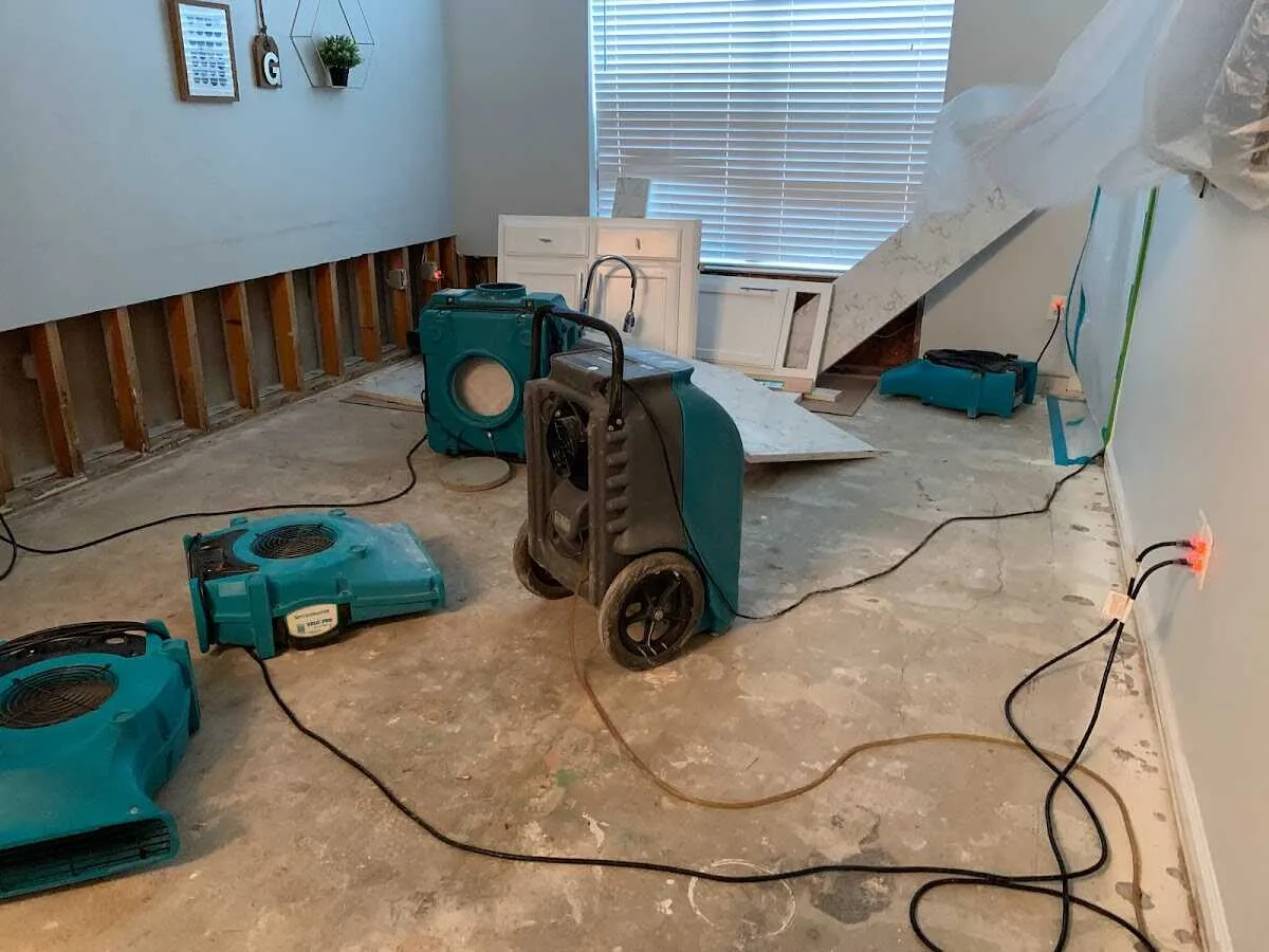 Dehumidifier in flood-cut room for Water Damage Restoration in Canonsburg